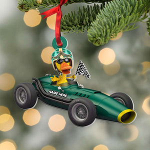 Couple Duckies - Vintage Racecar - Personalized Christmas Ornament - Gift For Racing Fans - Ornament - GoDuckee