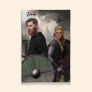 Custom Viking Show Canvas Poster Fighting Couple - Poster & Canvas - GoDuckee