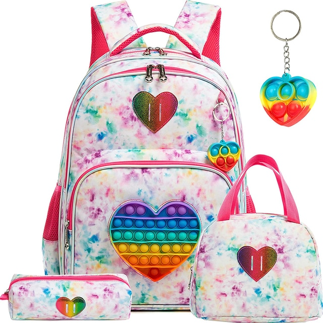 3pcs Kawaii Turning Red Backpack for Children Boys Girls Travel Laptop School Bags with Crossbody Bags Pencil Box (#4), Kids Unisex