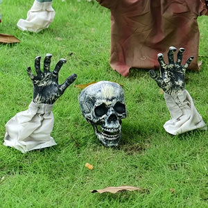 Halloween Yard Decorations, Scary Plastic Hands and Skull 02ACXX081024 - - GoDuckee