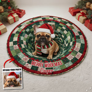 Custom Photo Christmas Gifts For Dog Lovers Quilted Round Mat 04hutn250925 - Doormat - GoDuckee