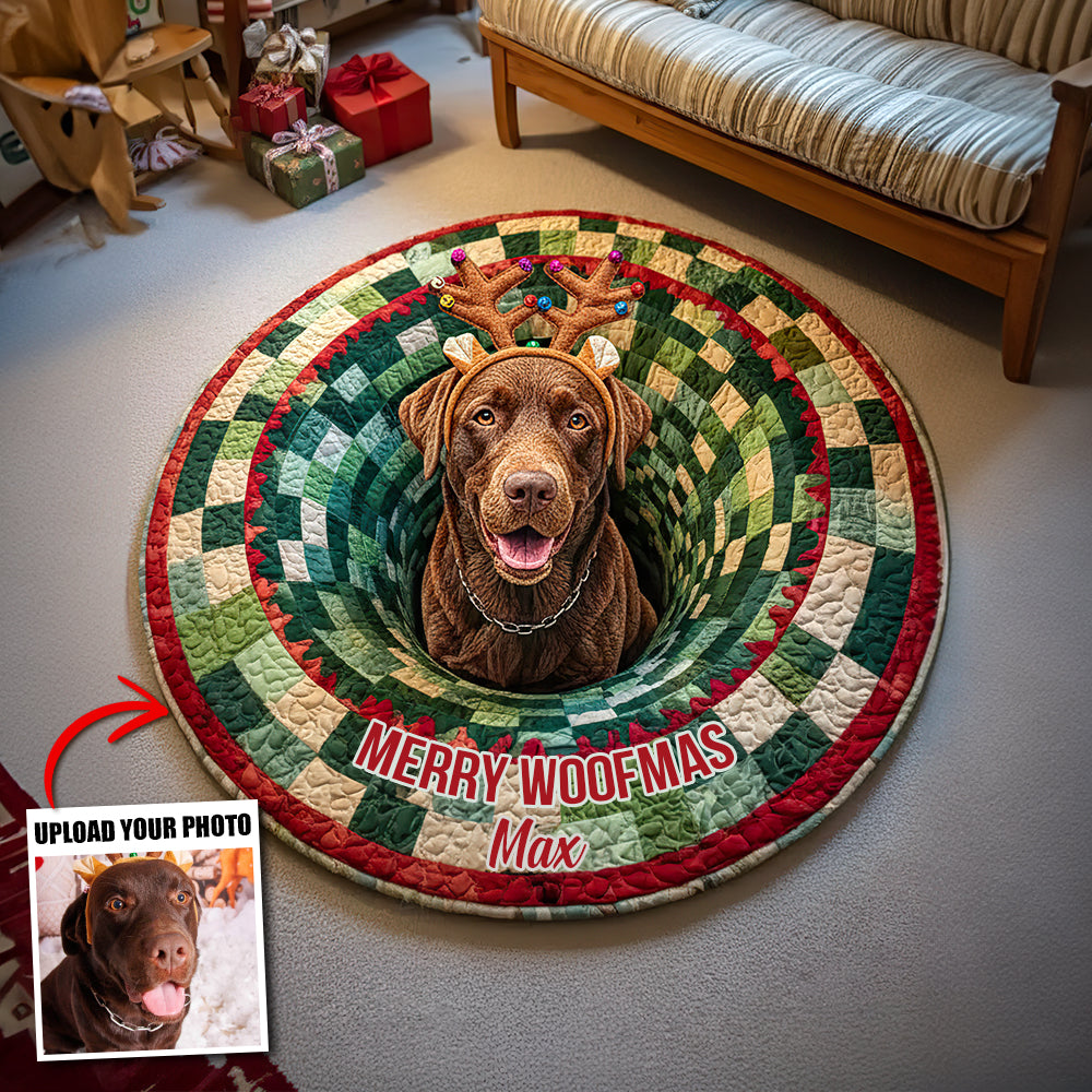Custom Photo Christmas Gifts For Dog Lovers Quilted Round Mat 04hutn250925 - Doormat - GoDuckee