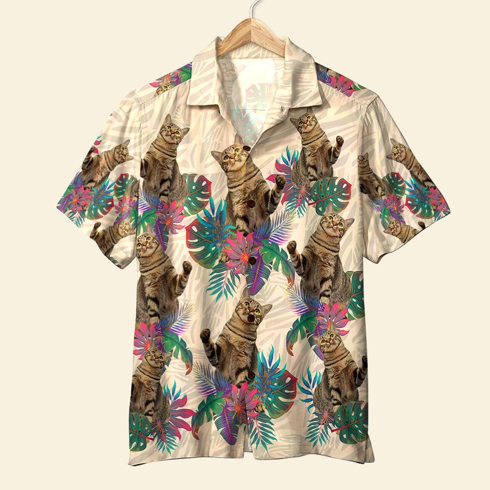 Custom Photo, Personalized Tabby Cat Hawaiian Shirt, Gift For Cat Lovers - Hawaiian Shirts - GoDuckee