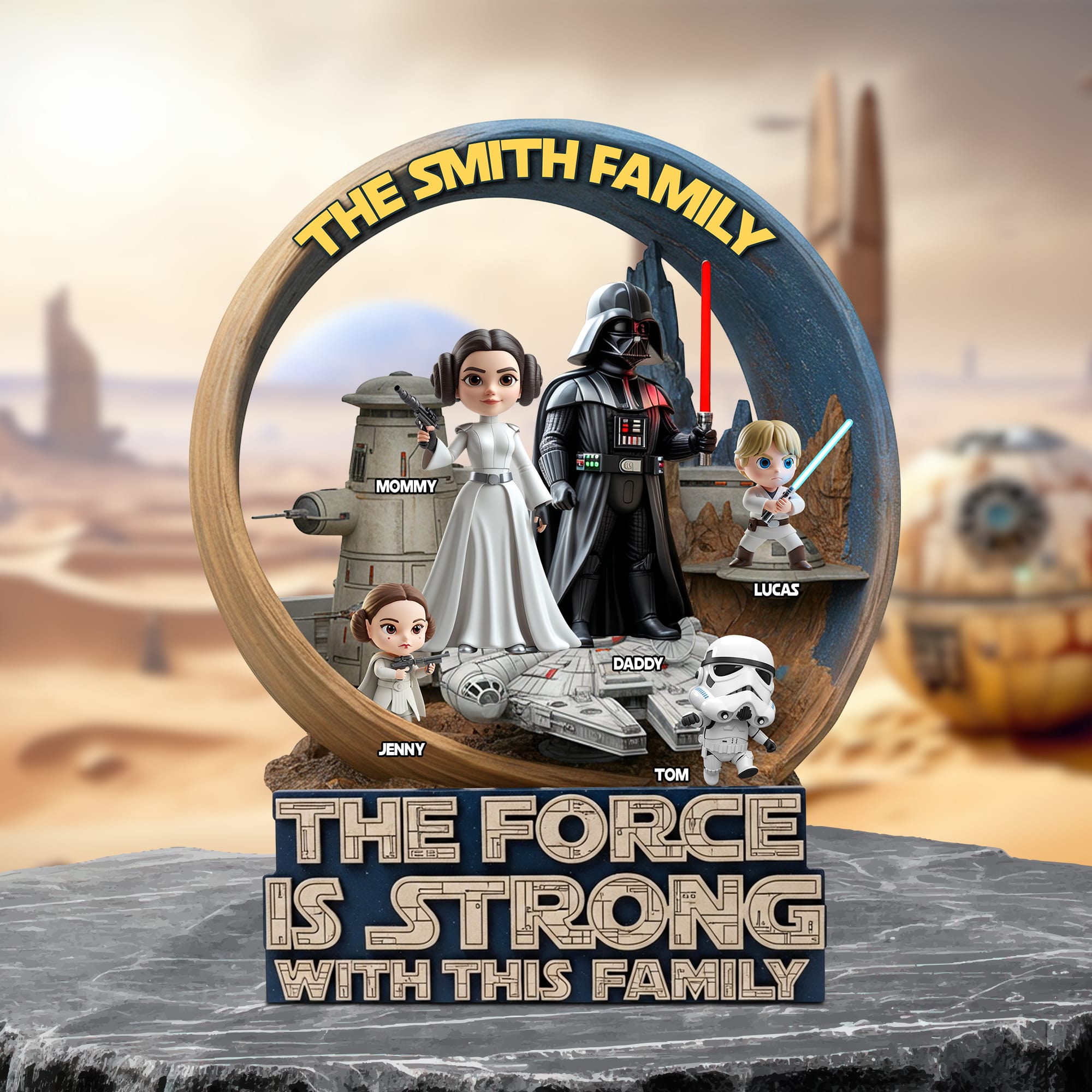 Family Galactic Troop Acrylic Plaque Personalized Gifts For Family 03qhtn210525 - Shaped Plaques - GoDuckee