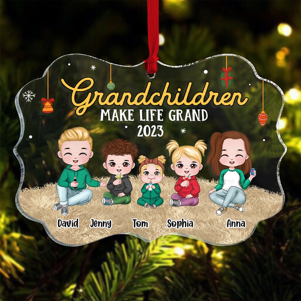Grandchildren Make Life Grand Medallion Acrylic Ornament 05NATN120723HH - Ornament - GoDuckee