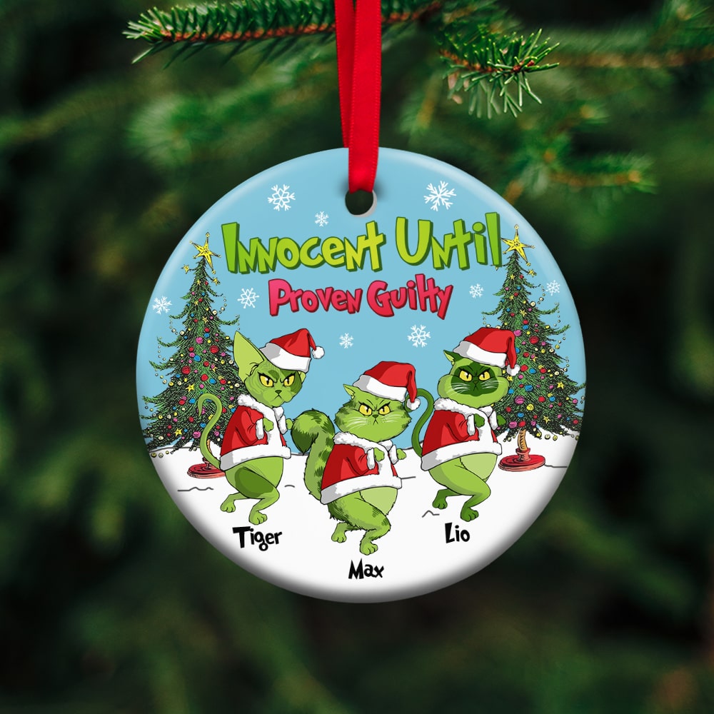 Personalized Gifts For Cat Lover Ornament 03hutn190724 Christmas Grumpy Green Cats - Ornament - GoDuckee