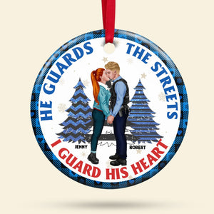 Police Couple, He Guards The Streets, I Guard His Heart, Personalized Ornament, Christmas Gifts For Couple, 01NAPO061023PA - Ornament - GoDuckee