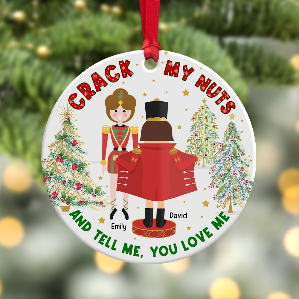 Tell Me, You Love Me-Personalized Ornament - Ceramic Circle Ornament-Gift For Him/ Gift For Her- Christmas Gift- Couple Ornament-03qhqn290823 - Ornament - GoDuckee