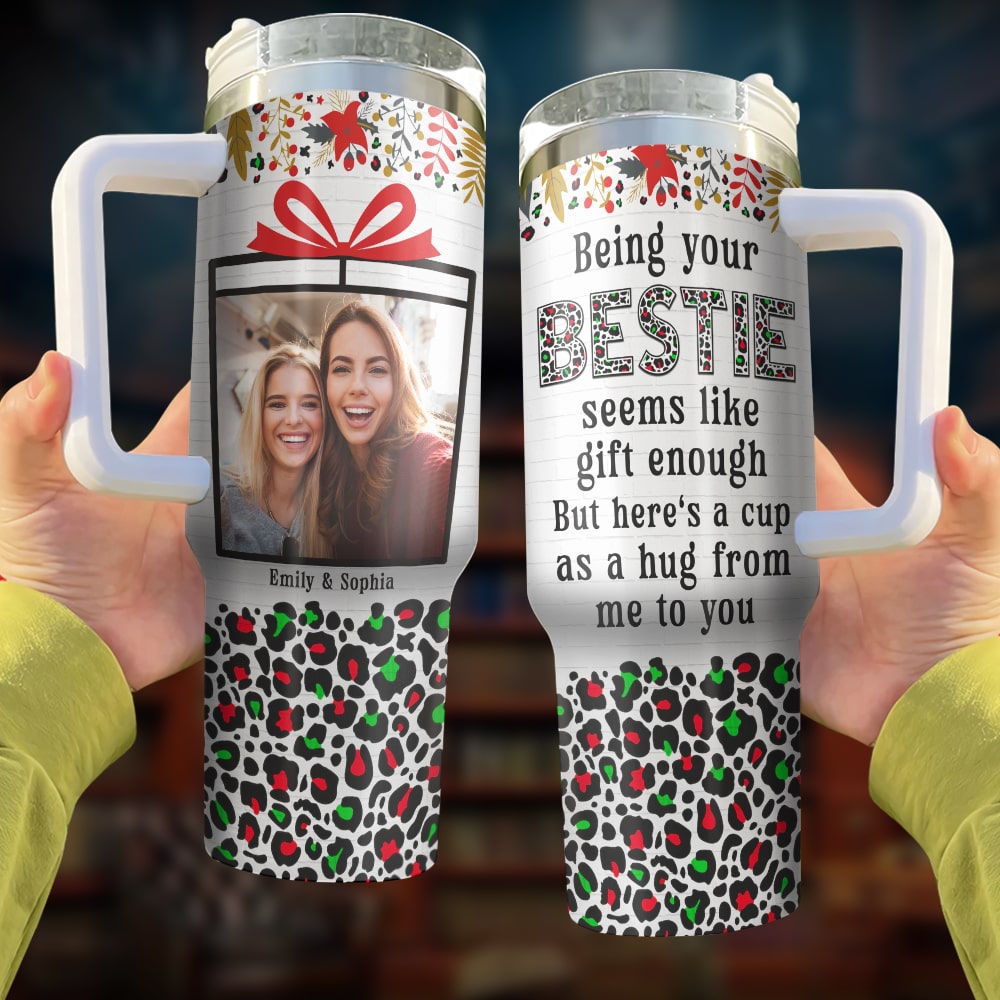 Here's A Cup As A Hug From Me To You-Personalized 40oz Tumbler With Handle-Gift For Bestie- Friends Tumbler - Tumbler Cup - GoDuckee