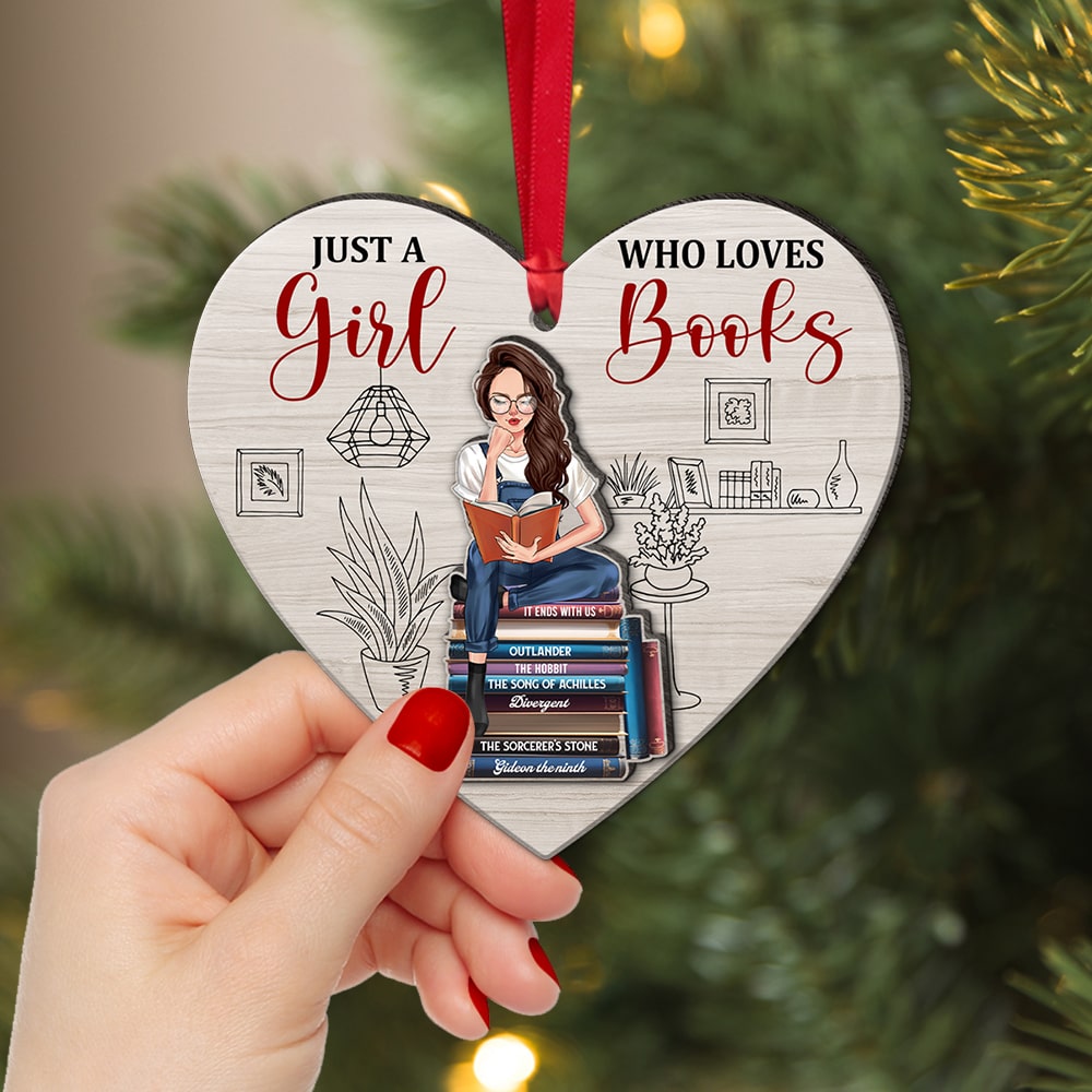 Just A Girl Who Loves Books-Personalized Wood Ornament - PW-2LWORM-03acqn030823tm - Ornament - GoDuckee