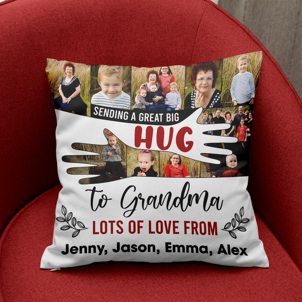 Great Big Hug Personalized Pillow, Best Long-Distance Relationship Gifts, Gift For Grandma & Family Members - Pillow - GoDuckee