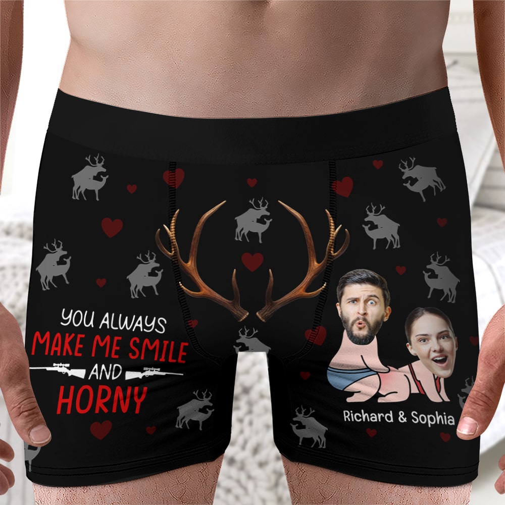 Custom Photo Gifts For Men Boxers You Always Make Me Smile - Boxers & Briefs - GoDuckee