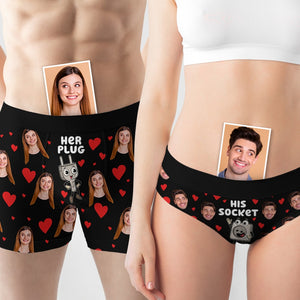 Couple Boxer- Funny Custom Face Men & Women Boxer Briefs-Couple Gift - Boxer Briefs - GoDuckee