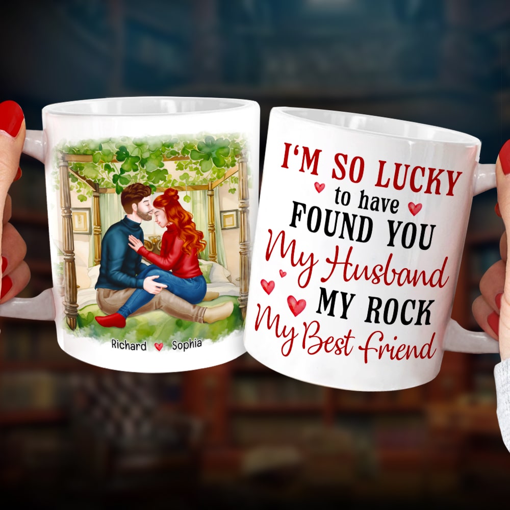 I'm So Lucky To have Found You-Personalized Coffee Mug- Gift For Husband/Gift For Wife- Couple Mug - Coffee Mug - GoDuckee