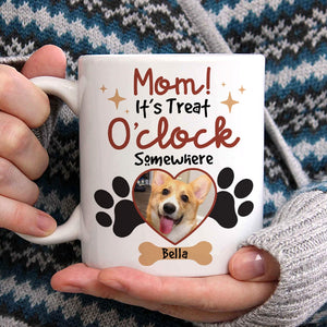 Custom Photo Gifts For Dog Lovers Coffee Mug It's Treat O'clock Somewhere - Coffee Mugs - GoDuckee