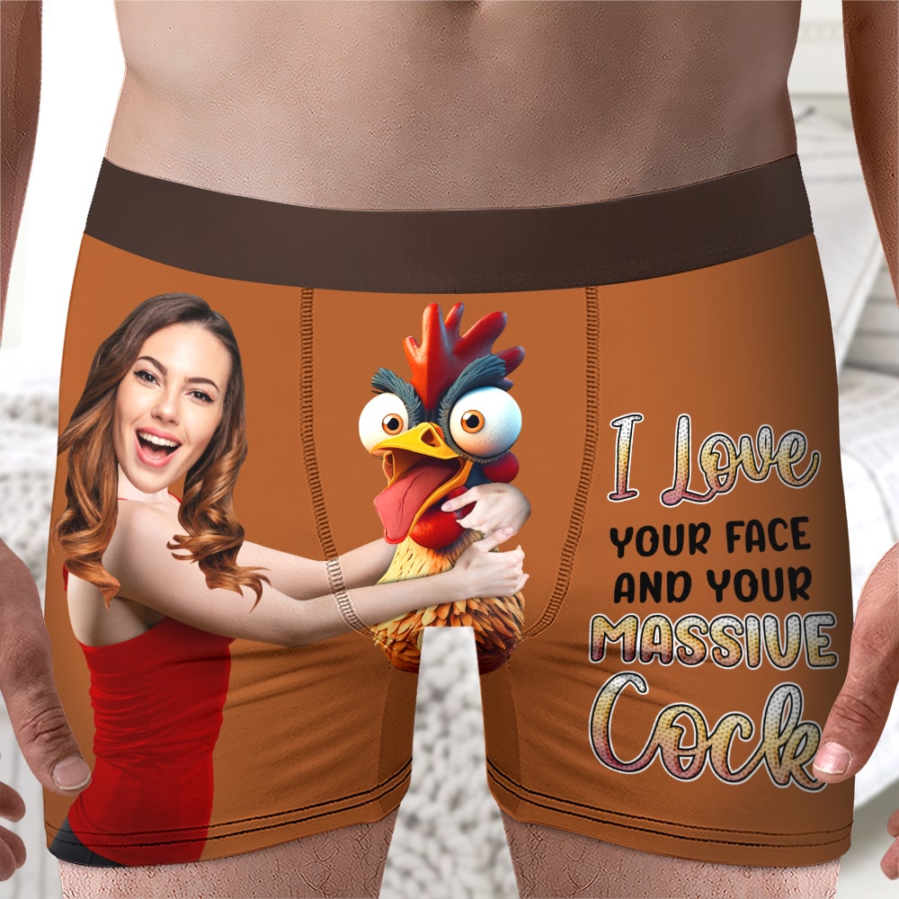Personalized Gifts For Men Boxer Briefs I Love Your Face - Boxer Briefs - GoDuckee