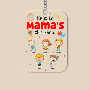 Keys To Mama's Shit Show-Personalized Keychain- Gift For Family- Family Keychain - Keychains - GoDuckee