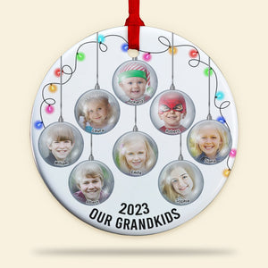 Grandkids- Custom Photo Ceramic Circle Ornament- Gift For Family- Christmas Gift- Family Ornament - Ornament - GoDuckee