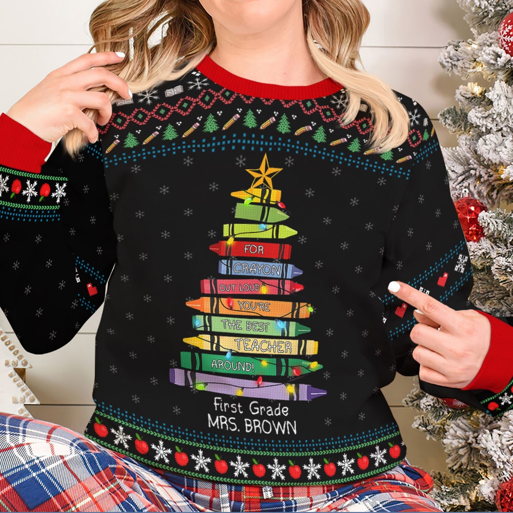 You're The Best Teacher-Personalized 3D Knitted Ugly Sweater-Gift For Teacher- Christmas Gift - AOP Products - GoDuckee