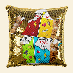 You Are The Best Cat Mom Ever, Custom Photo Square Glitter Pillow- Gift For Cat Lover - Pillow - GoDuckee