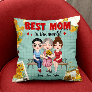 Best Mom In The World, Personalized Square Pillow, Gift For Mom, Mother's Day Gifts - Pillow - GoDuckee