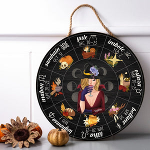 Witch Wheel of the Year, Personalized Wood Sign, Gift for Witch's House - Wood Sign - GoDuckee