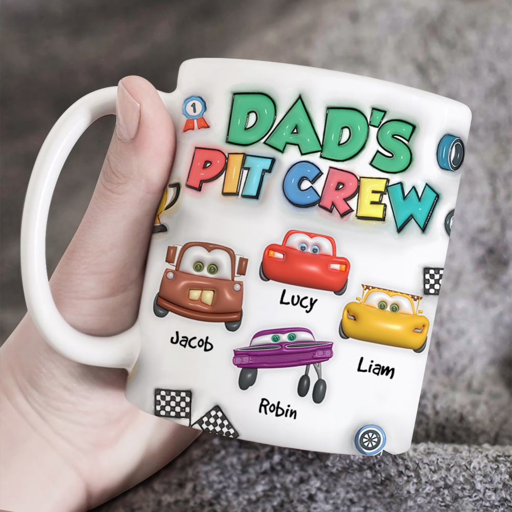 Personalized Gifts For Dad 3D Inflated Mug, Dad's Pit Crew 01kapu210824 - Coffee Mug - GoDuckee