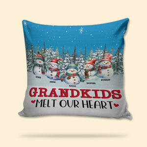 Grandkids Melt Our Heart, Personalized Square Pillow, Christmas Gifts For Grandparents - Pillow - GoDuckee