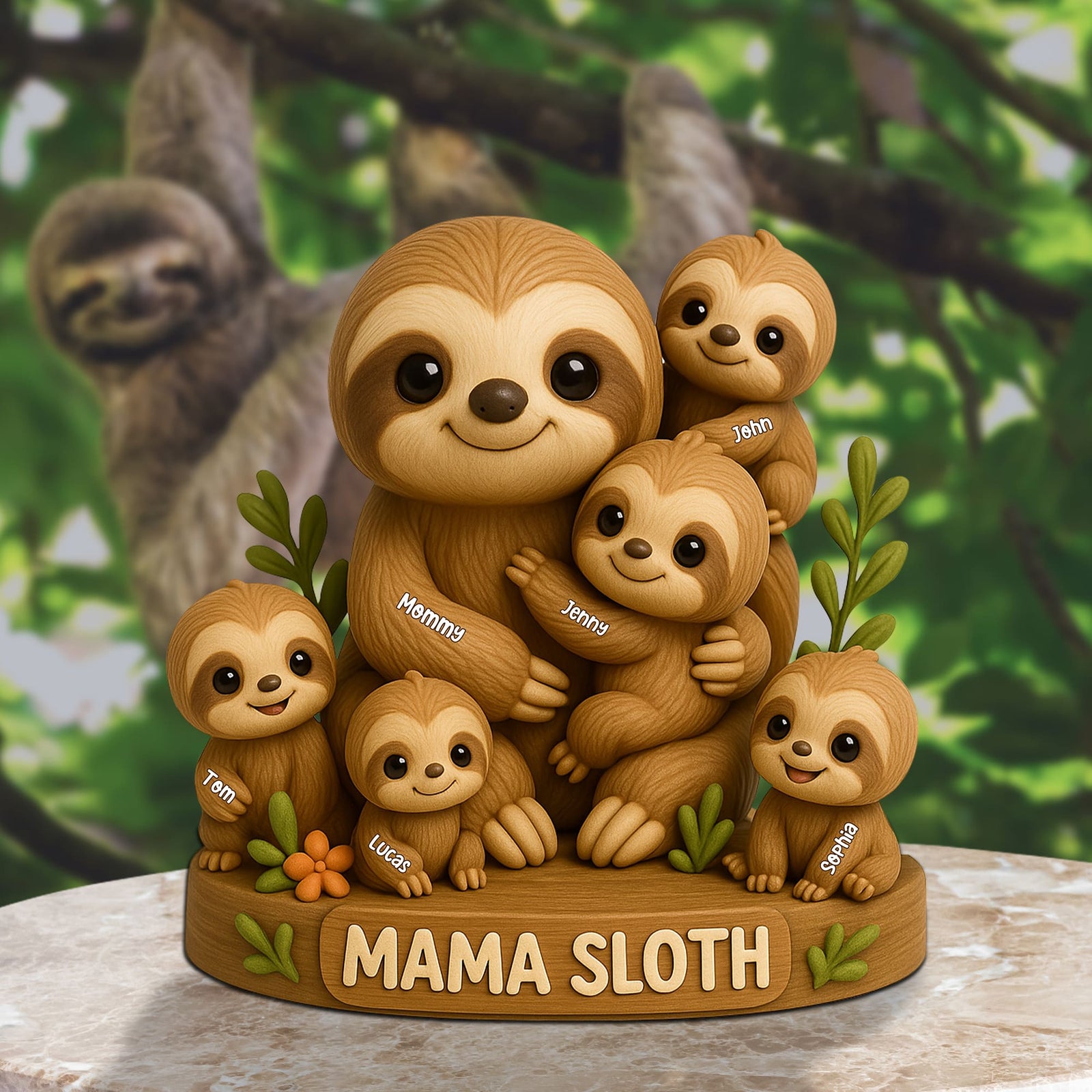 Personalized Gifts For Mom Plaque Mama Sloth 06natn150425 - Shaped Plaques - GoDuckee