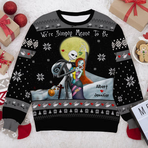 Personalized Gifts for Couple, Cartoon Couple Under The Mistletoe Ugly Sweater 01TOQN090824 - Ugly Christmas Sweater - GoDuckee