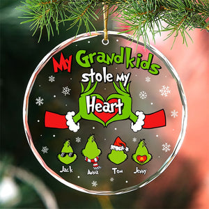 Personalized Gifts For Grandma Crystal Ornament, Green Monster Heart Hand 01natn220824 - Ornament - GoDuckee