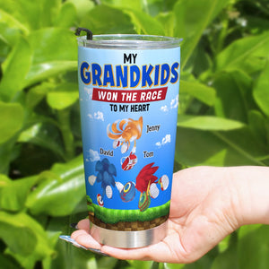 Personalized Gifts For Grandma Tumbler My Grandkids Won The Race To My Heart 01QHTN250124 - Tumbler Cups - GoDuckee