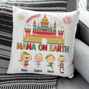 Nana and Mama, Happiest Nana on Earth, Personalized Pillow, Gift For Mother, 03DNTN060423HH - Pillow - GoDuckee