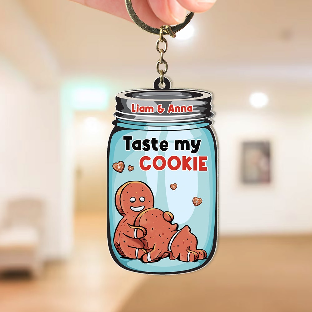 Taste My Cookie- Personalized Keychain- Naughty Couple Keychain- Couple Gift - Keychains - GoDuckee