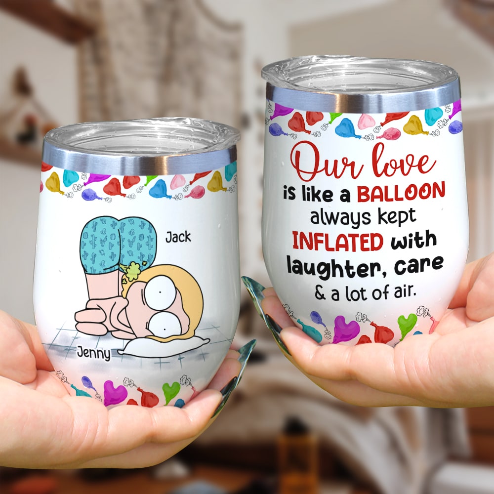 Our Love Is Like A Balloon - Personalized Couple Tumbler - Gift For Funny Couple - Coffee Mug - GoDuckee