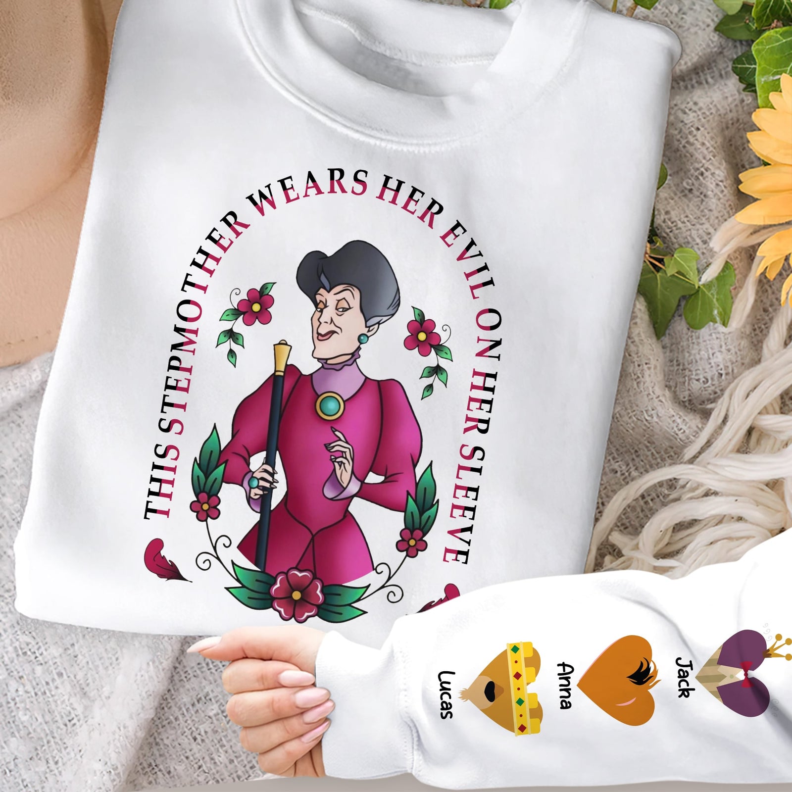 Personalized Gifts For Mom Shirt 04ohtn250325 This Stepmother Wears Her Evil On Her Sleeve - AOP Products - GoDuckee