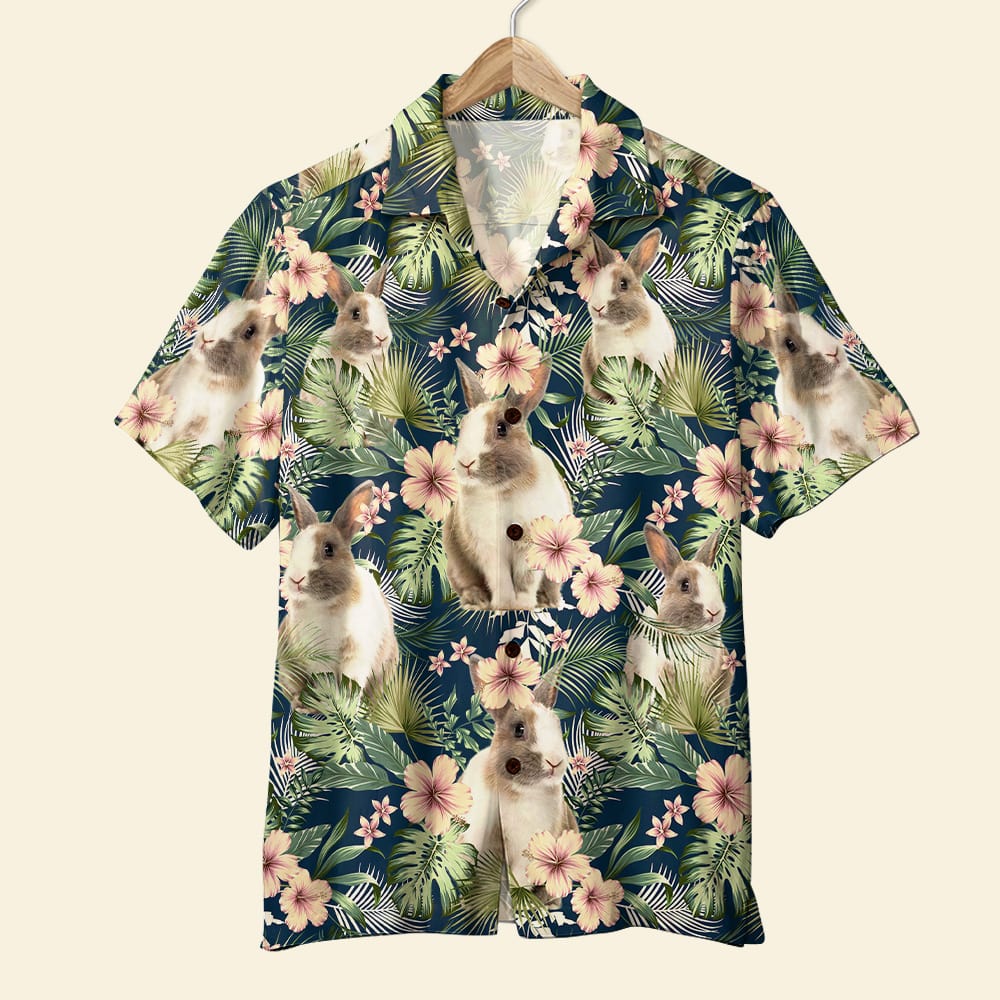 Custom Photo, Personalized Rabbit Hawaiian Shirt, Gift For Rabbit Lovers - Hawaiian Shirts - GoDuckee