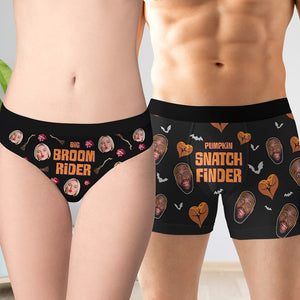 Custom Photo Gifts For Couple Boxer Briefs 02xqtn020824 Halloween Pumpkin Broom - Boxer Briefs - GoDuckee