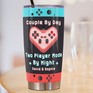Couple By Day - Two Player Mode By Night, Personalized Tumbler, Gift For Gamer Couple, Valentine's Gifts - Tumbler Cup - GoDuckee