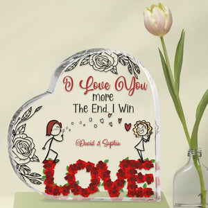 Couple I Love You More The End I Win, Personalized Heart Plaque, Gift For Couple - Decorative Plaques - GoDuckee