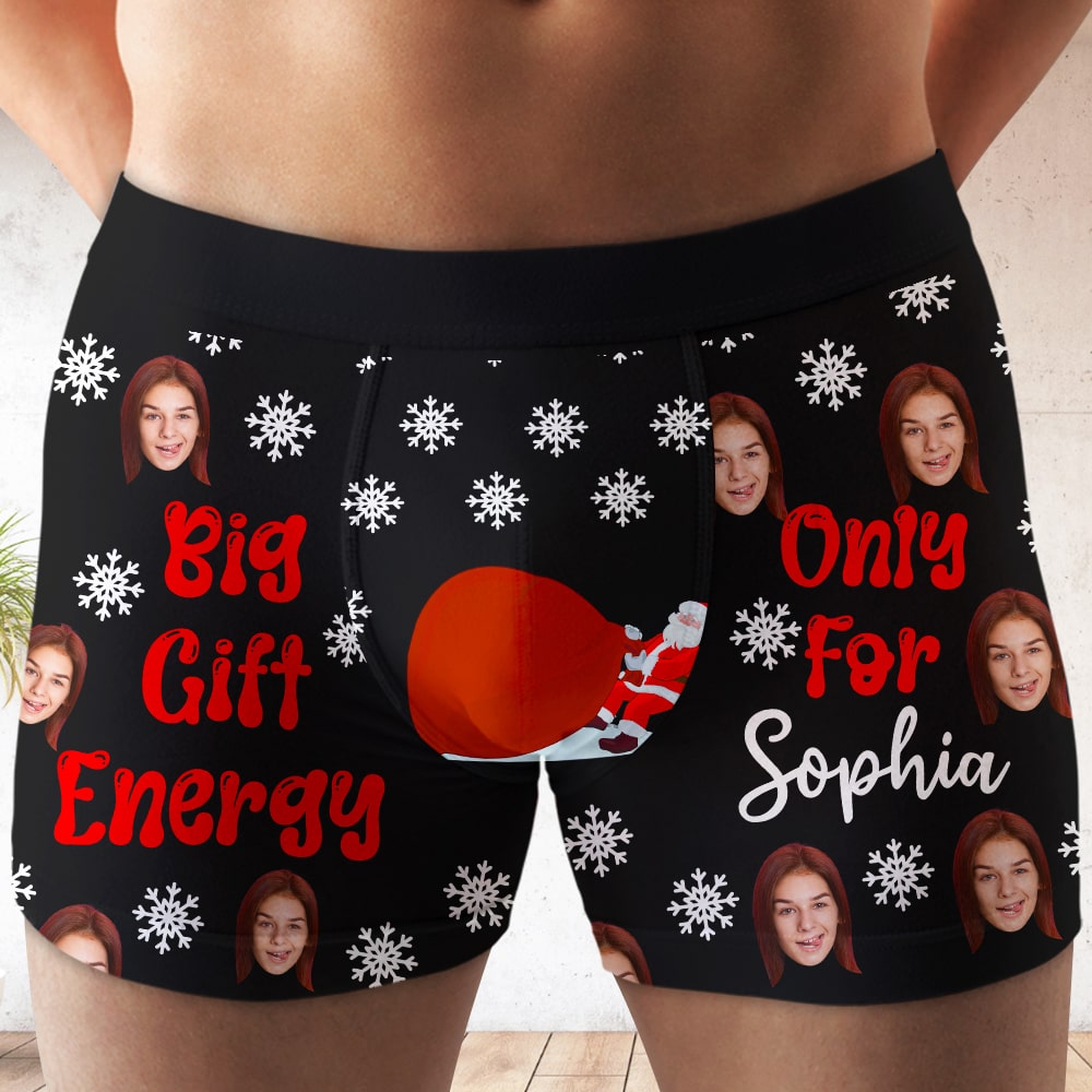 Custom Photo Gifts For Men , Big Gift Energy Funny Men's Boxers 04todc140824 - Boxer Briefs - GoDuckee