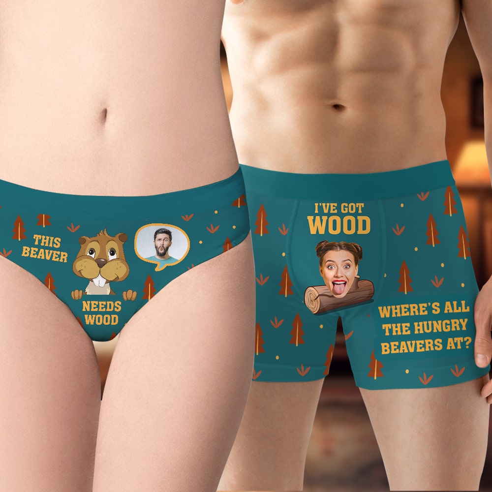 Personalized Gifts For Couple Men & Women Boxer Briefs This Beaver Needs Wood - I've Got Wood - Boxer Briefs - GoDuckee
