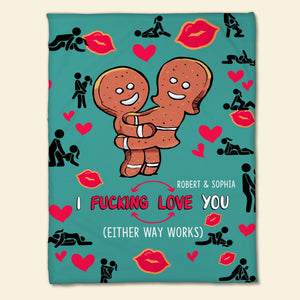 Personalized Blanket - Naughty Gingerbread Couple Blanket - Christmas Gift For Couple - 01NAPO171123DA - Blanket - GoDuckee