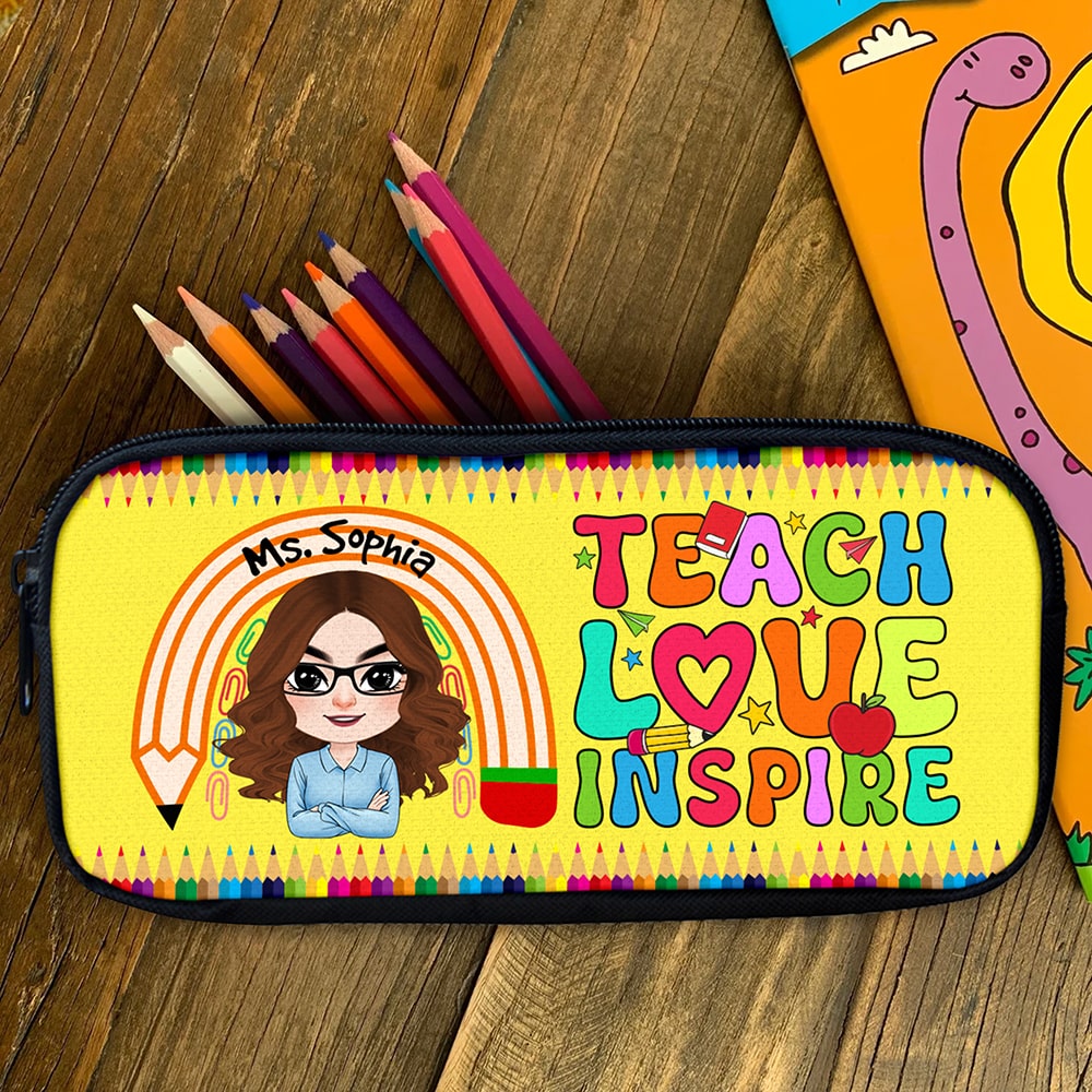 Personalized Gifts For Teacher Pencil Case, Teach Love Inspire 02dgqn150724hh - Pencil Case - GoDuckee