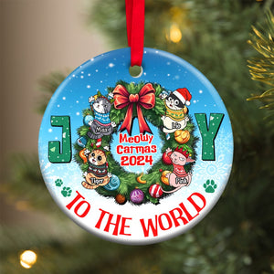 Personalized Gifts for Cat Lovers Christmas Ornament 04totn300824 Funny Cat Joy to The World - Ornament - GoDuckee