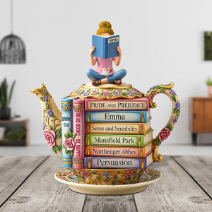 Book & Tea Loving Girl Plaque - Personalized Gifts For Book Lovers 03qhtn020625 - Shaped Plaques - GoDuckee