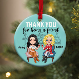 Thank You For Being A Friend Personalized Ceramic Circle Ornament 05ACTN100823 - Ornament - GoDuckee