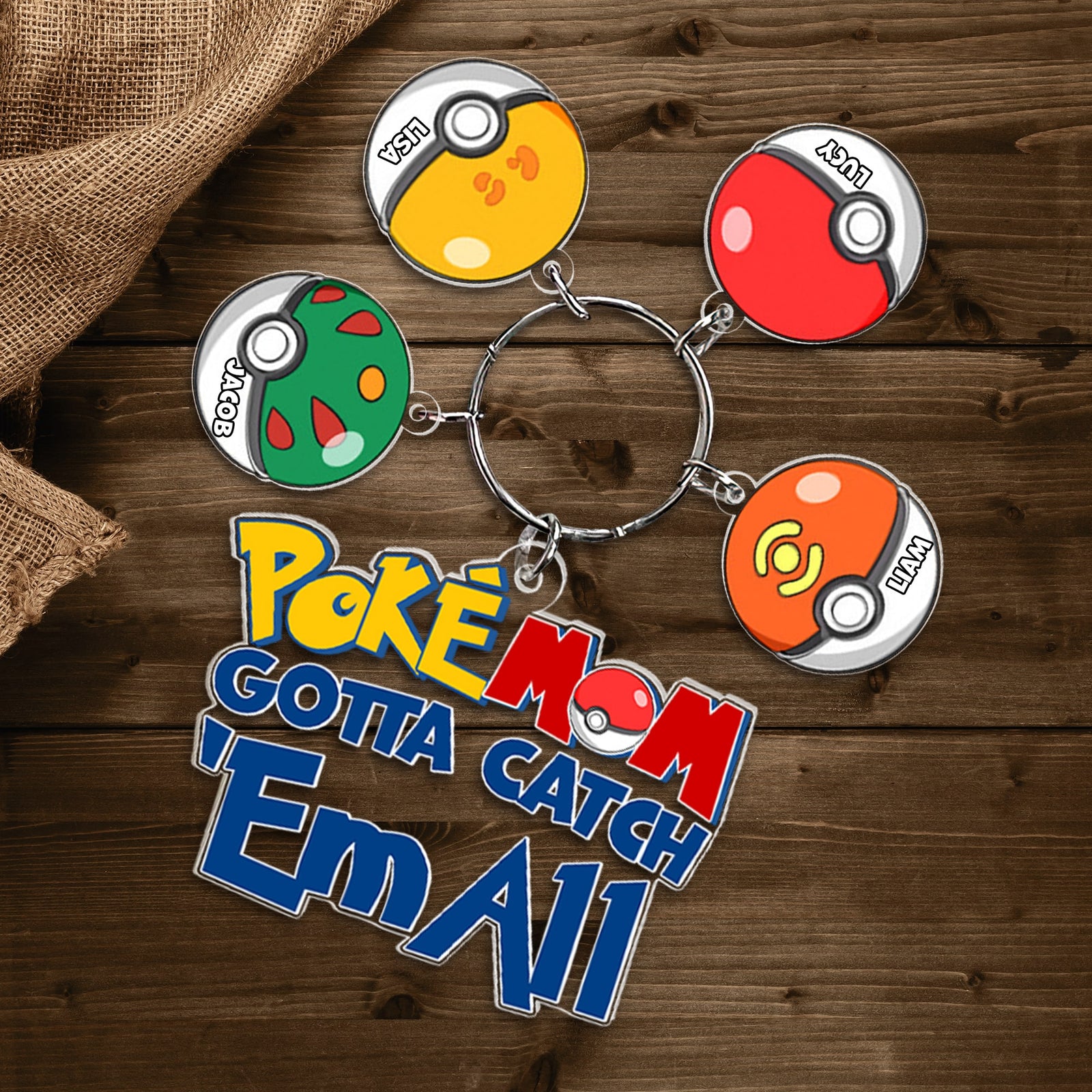 Personalized Gifts For Mom Keychain Gotta Catch 'Em All 06OHPU020424 - Keychains - GoDuckee