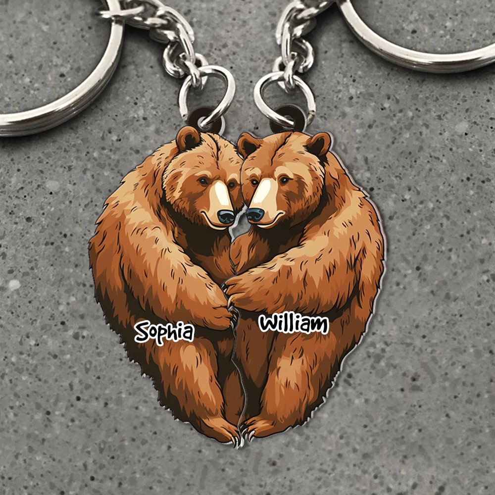 Personalized Bear Couple Keychains, Couple Gift - Keychains - GoDuckee