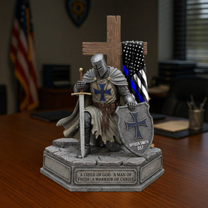Knight Templar Kneeling Under God Plaque Personalized Gifts For Police 03qhtn170525 - Shaped Plaques - GoDuckee